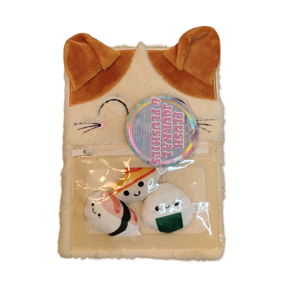Plush Cat Journal and Sushi Plushies Set Kawaii Stationery 156151CDFV